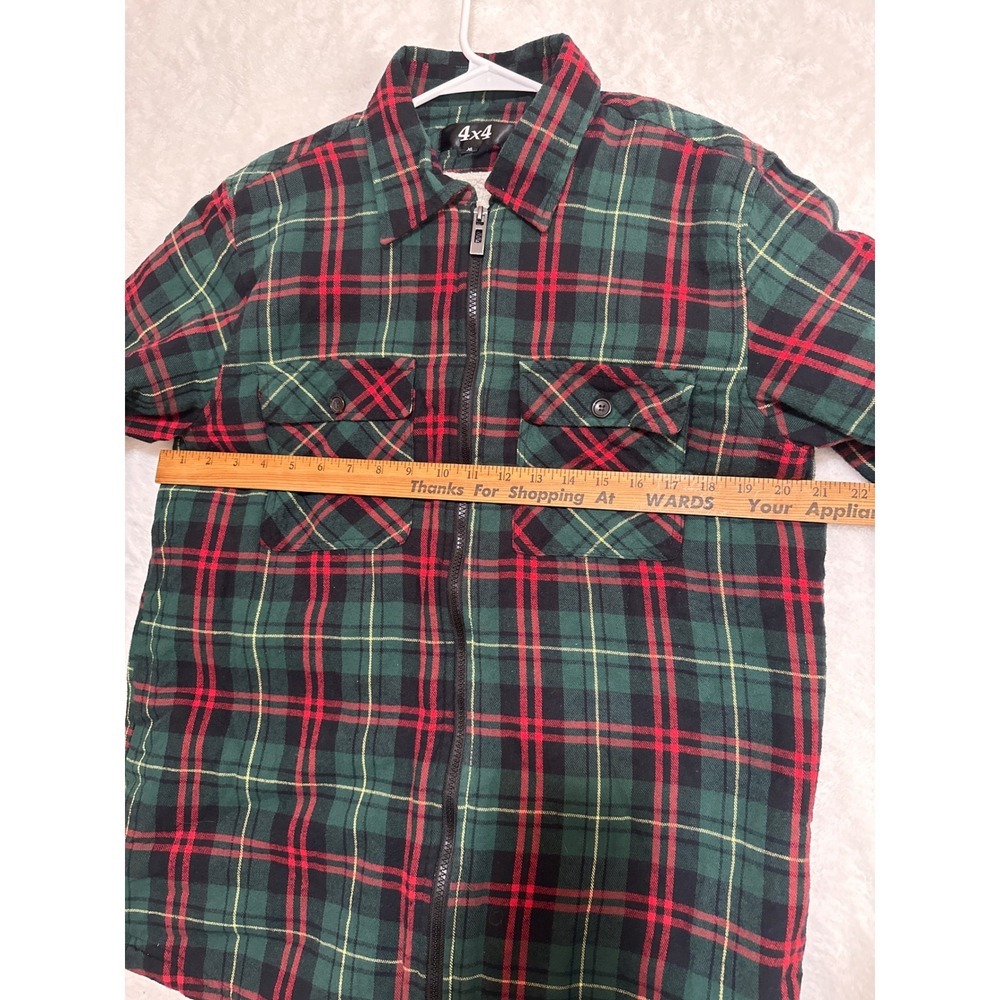 4x4 Sherpa Lined Plaid Flannel Jacket Zip Up Warm Winter Women XL - Picture 4 of 11
